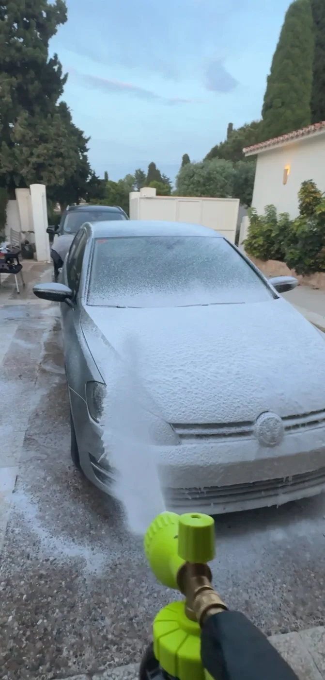 Prelavado con espuma · limpieza exterior